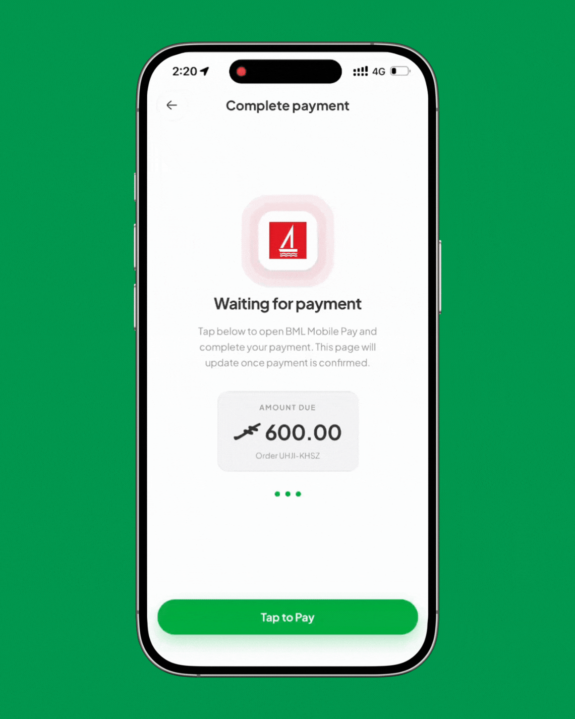 Completing payment for a postpaid SIM in the Avas app